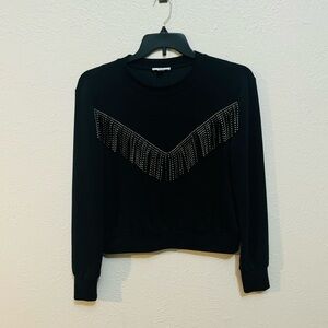 🚨⏰🌴 Bar III Black Fringe Embellished Women's Top